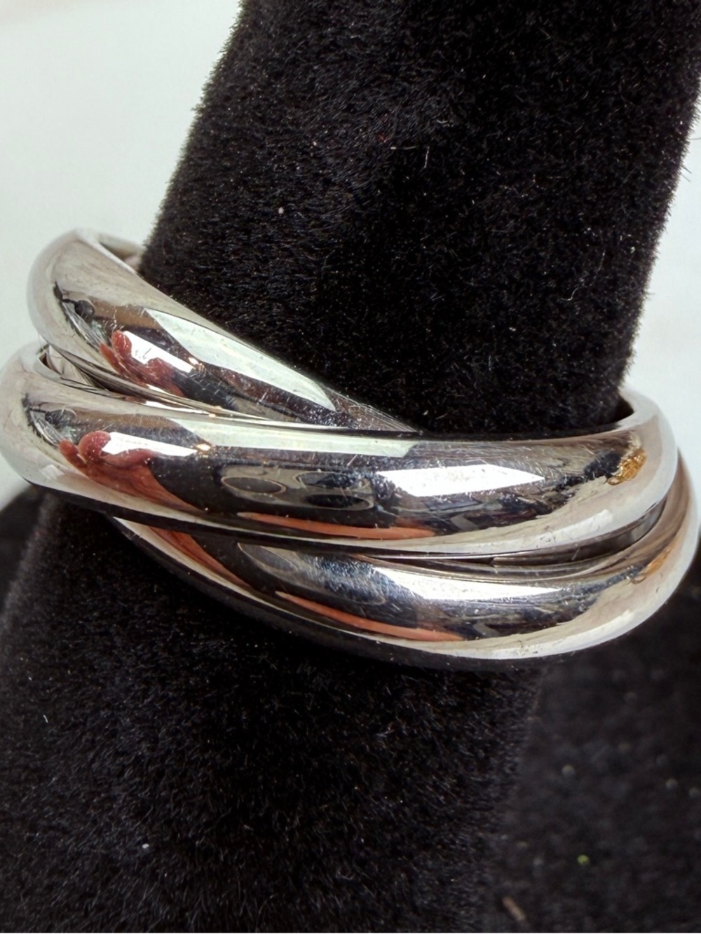 Silvertone Vintage 3 band Intertwined sz 5 Ring